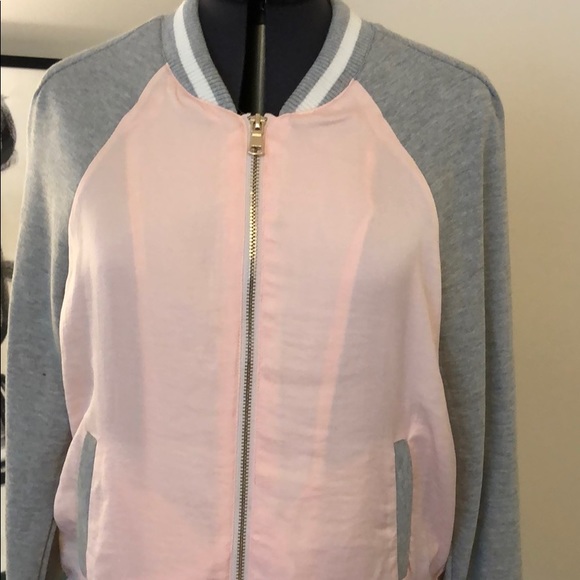 Stradivarius pink and gray bomber satin jacket med - Picture 2 of 7